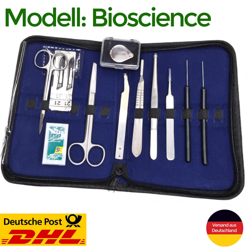 MELADIS Präparierbesteck, Sezierbesteck, Präp-Set, Mikroskopierset BIOLOGIE, BIOSCIENCE
