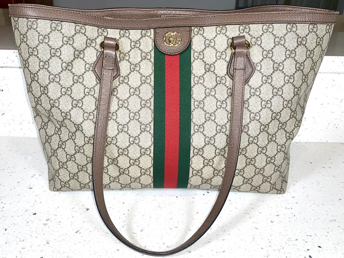 Gucci Medium GG Supreme Tote Bag in Brown for Men