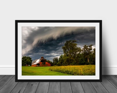 Iowa barn photography wall art print storm pictures country home decor photo