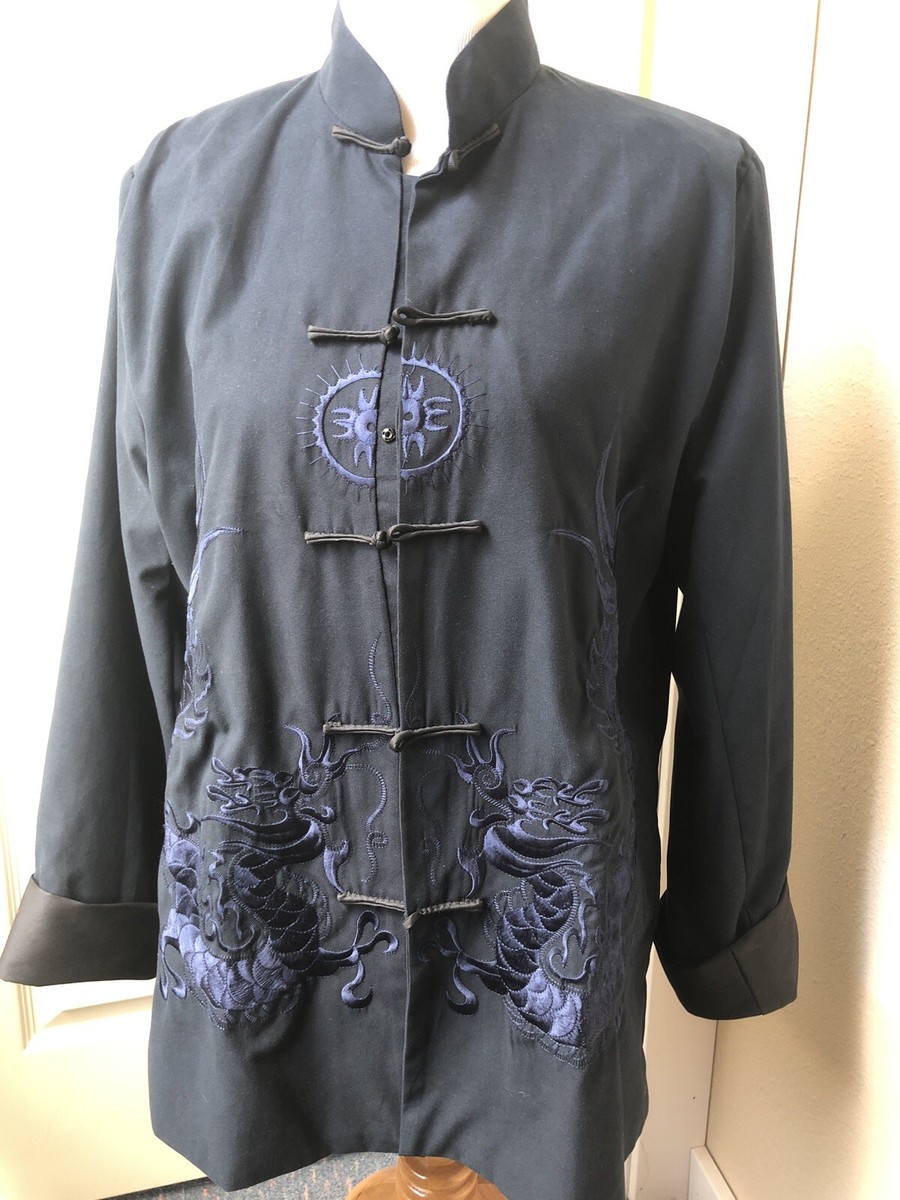 Beijiasi - Navy Blue Polyester Mandarin Jacket - Heavy