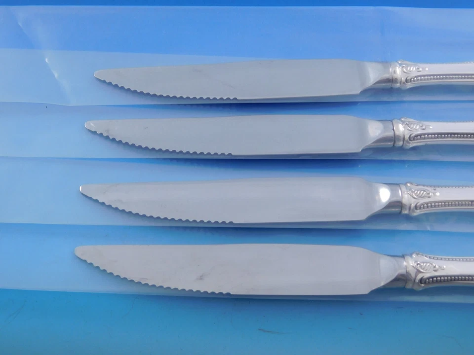 Old Colonial by Towle Sterling Silver Steak Knife Set 4pc Serrated Custom 8 3/4" - Image 2 of 4