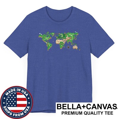 Super Mario World Earth Map Retro Nintendo Video Game T-Shirt