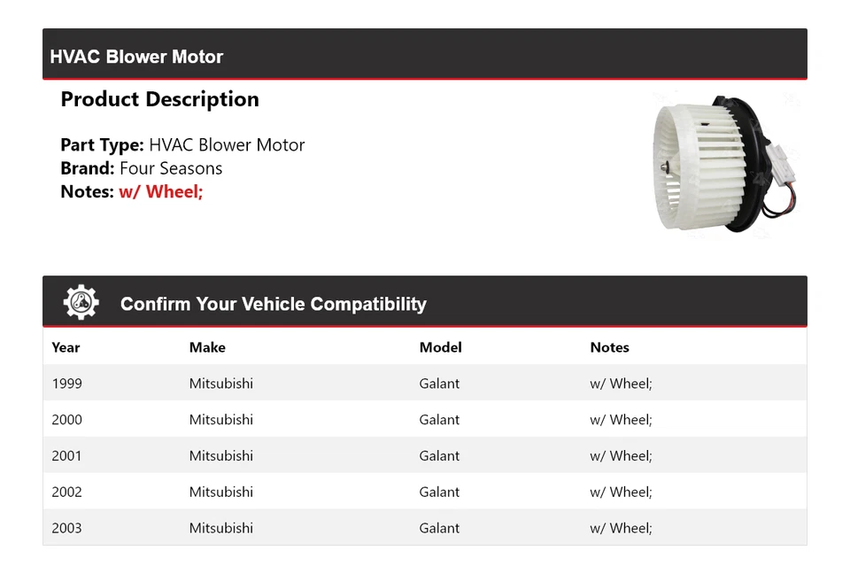 Motor soplador de climatización para Mitsubishi Galant 1999-2003 4 estaciones 2000 2001 2002 Foto 2 de 4