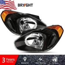 For 07-11 Hyundai Accent Set GS/SE/GLS/SR Accent Black Headlights HeadLamp LH+RH