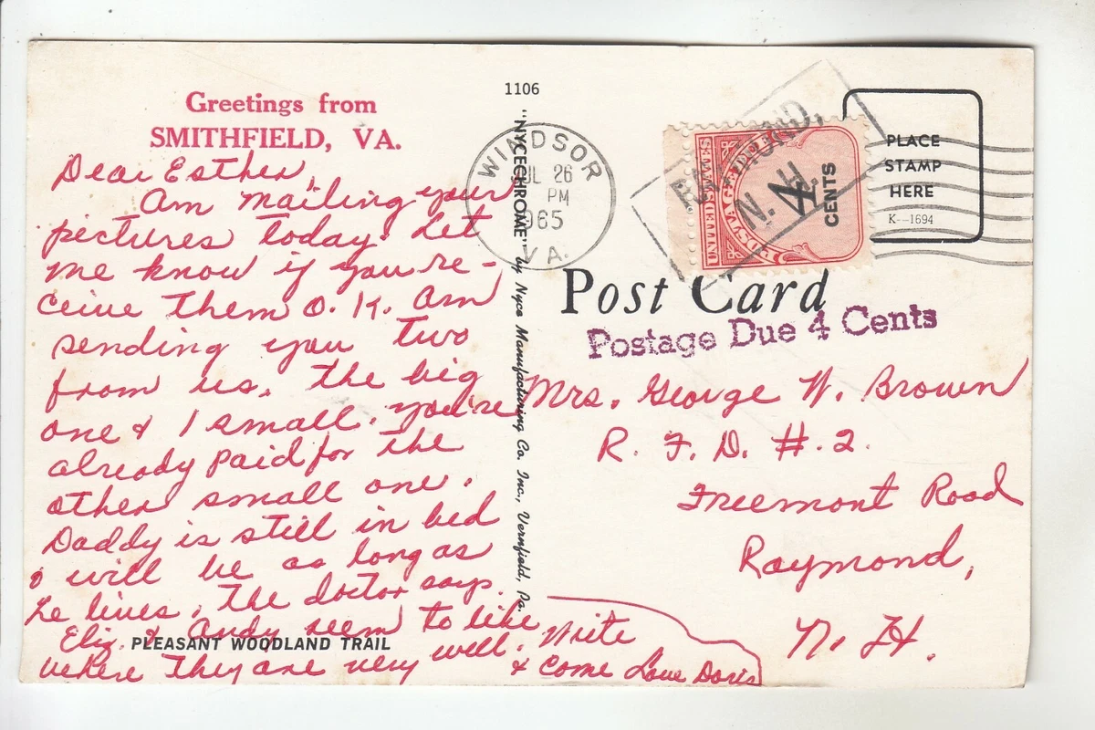 Fall Greetings from Smithfield VA Postage Due stamp | eBay