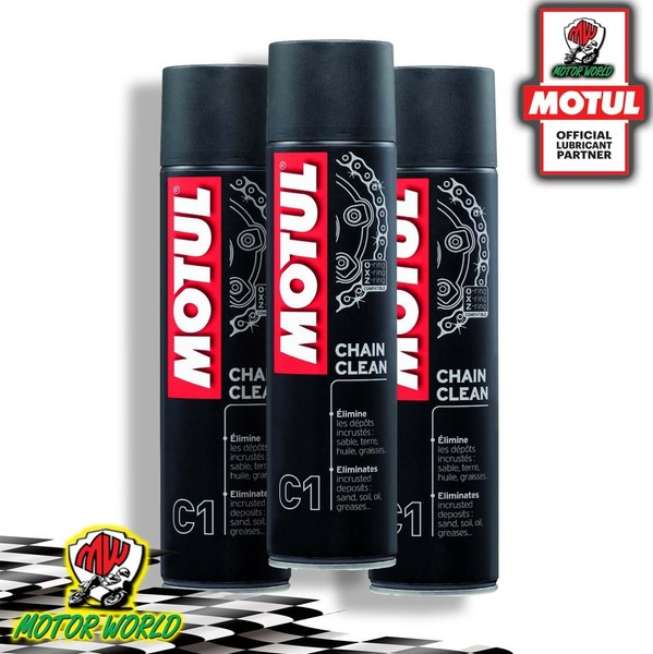 KIT 3 Flaschen Spray Entfetter Kette Motul C1 Moto Chain Clean-image