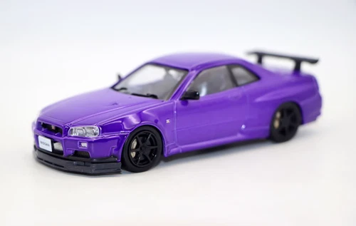1/43 Alu Diecast Auto Modell Nissan GT-R R34 Sportwagen lila - Bild 3 von 10