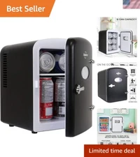 Versatile Retro Mini Beverage Fridge - Thermoelectric Cooling for Home & Car