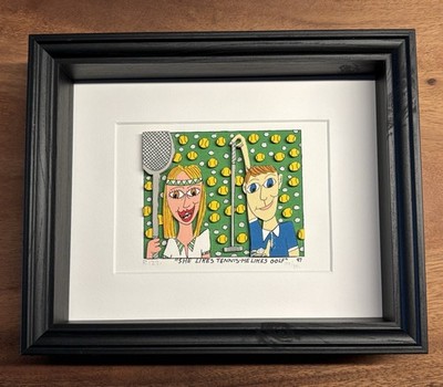 James RIZZI: Original 3D SHE LIKES TENNIS - HE LIKES GOLF, Autographed, Frame