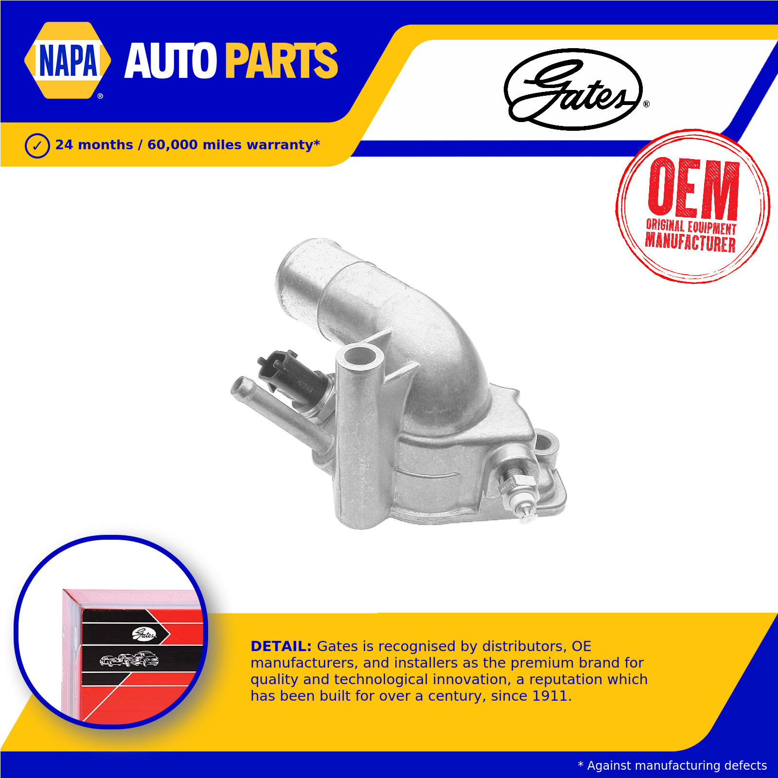 Coolant Thermostat fits OPEL VECTRA B 1.8 95 to 03 Gates 1338001 6338035 Quality