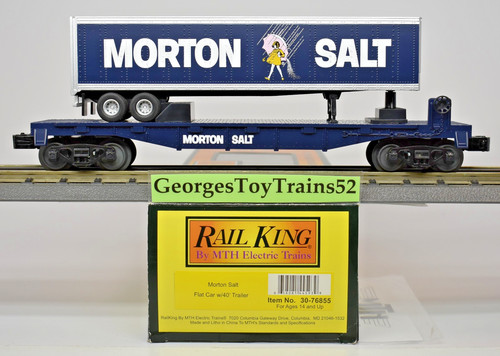 MTH RAILKING 3 RIELES O MORTON VAGÓN SALADO CON REMOLQUE 30-76855 NUEVO EN CAJA | Condition: New
