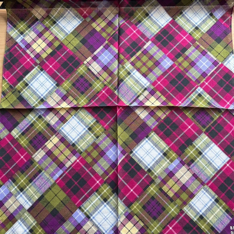 PAÑUELO VINTAGE CUADROS Y CUADROS HOMBRE BOLSILLO CUADRADO ALGODÓN 19" B0946 Foto 2 de 3