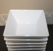 Pottery Barn Great White Square Porcelain Cereal Bowls Only 2 Remaining!