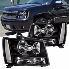 Pair Headlights For 2007-2014 Chevy Avalanche Tahoe Suburban Clear Corner Black