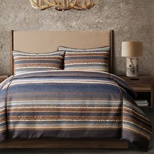 Estes Blue Multi Chenille Southwestern Country King 3 Pc Comforter Bed Set