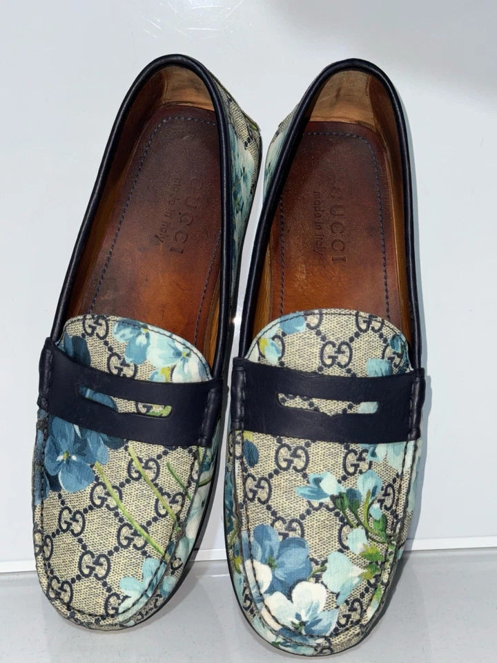Gucci Moucassins shoes driving loafers GG Monogram Canvas Floral Bloom 7,5 US - Image 4 of 4