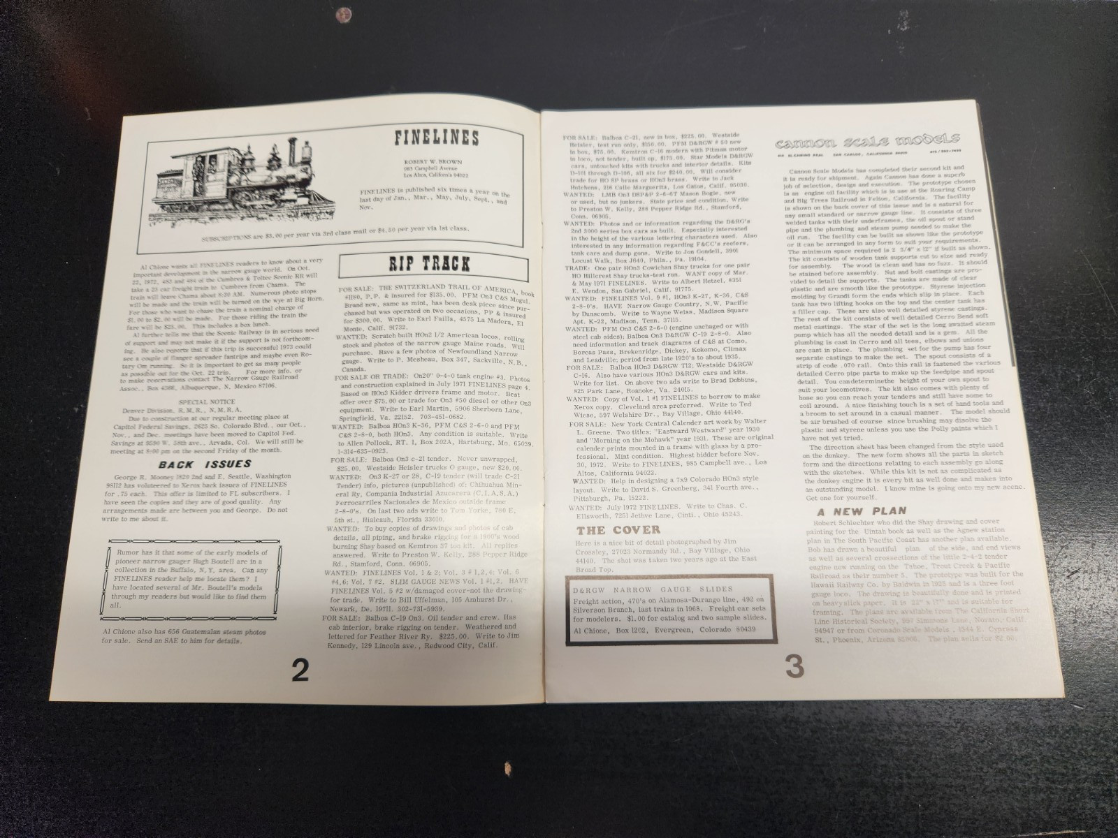 Vintage 4 Issues 1972 (1-4)  Finelines Model Railroad Magazine