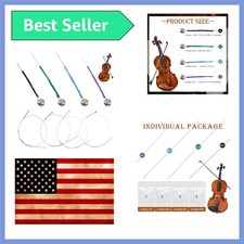 8 Pieces Violin Strings Full Set G-D-A-E, Replacement Strings for 4/4 3/4 1/2...