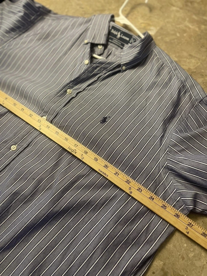 Camisa de vestir Oxford a rayas rosa Polo Ralph Lauren para hombre XL 17 manga larga completa B Foto 3 de 4