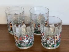 Christmas Luminarc D'Arques Low Ball Glasses Tumbler SET OF 4 Mint
