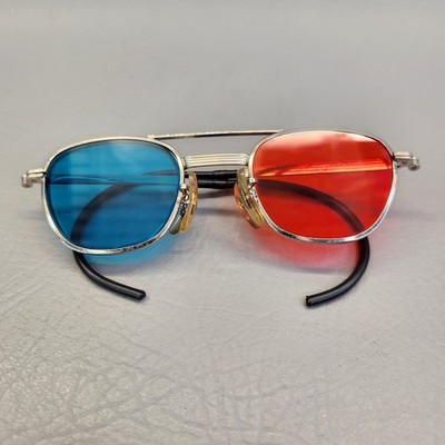 Anaglyph 3D Glasses Goggles Vintage Wire Rim Red & Blue Lenses Reversible