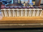 10 Vintage Griffith Milk Glass Spice Jar Set Lot Red Caps Art Deco Retro Labels