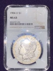 1904-O NGC MS63 Morgan Silver Dollar-Free Shipping-Low Mintage of 3,720,000