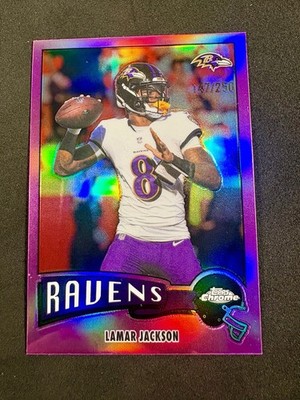 2025 Topps Chrome LAMAR JACKSON 1975 Topps Pink Refractor /250 #1975-3