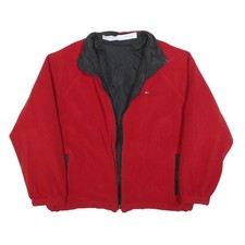 TOMMY HILFIGER Uomo Rosso Zip Giacca M Poliestere Semplice Casual Giacca