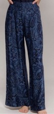 Johnny Was Workshop Blue Wide Leg BOHO Pleat Pants Zoia Size XL