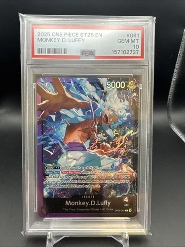 2025 One Piece TCG Monkey.D.Luffy ST26 OP09-061 Leader FOIL PSA 10