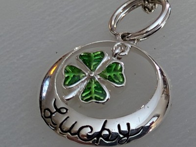 Solvar Irish Sterling Silver 925 Green Enamel Four Leaf Clover Lucky Necklace...