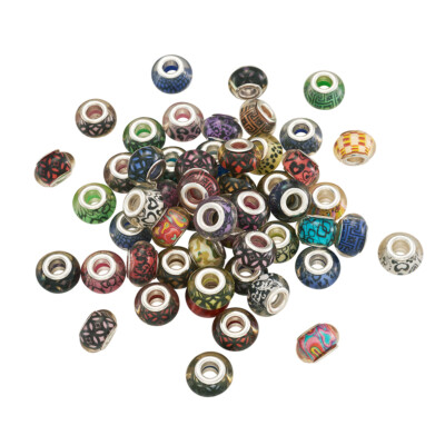 100pc Rondelle Acrylic European Large Hole Beads Spacer With Double Cores 14x9mm