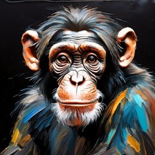 Poster Bild Kunstdruck Wandbild Gemälde Leinwand  30x30 cm Affe Schimpanse