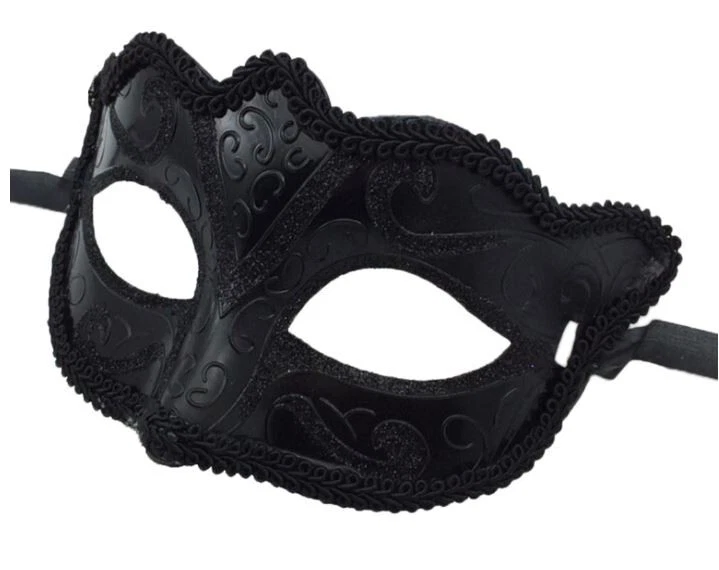 Black Venetian Masquerade Mask Party Prom Mardi Gras Halloween Costume Dancing - Image 4 of 4