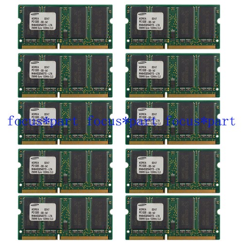 10pcs Lot Samsung 256MB PC133 144PIN NON-ECC SDRAM Memory RAM SO DIMM 3.3V - Picture 1 of 5