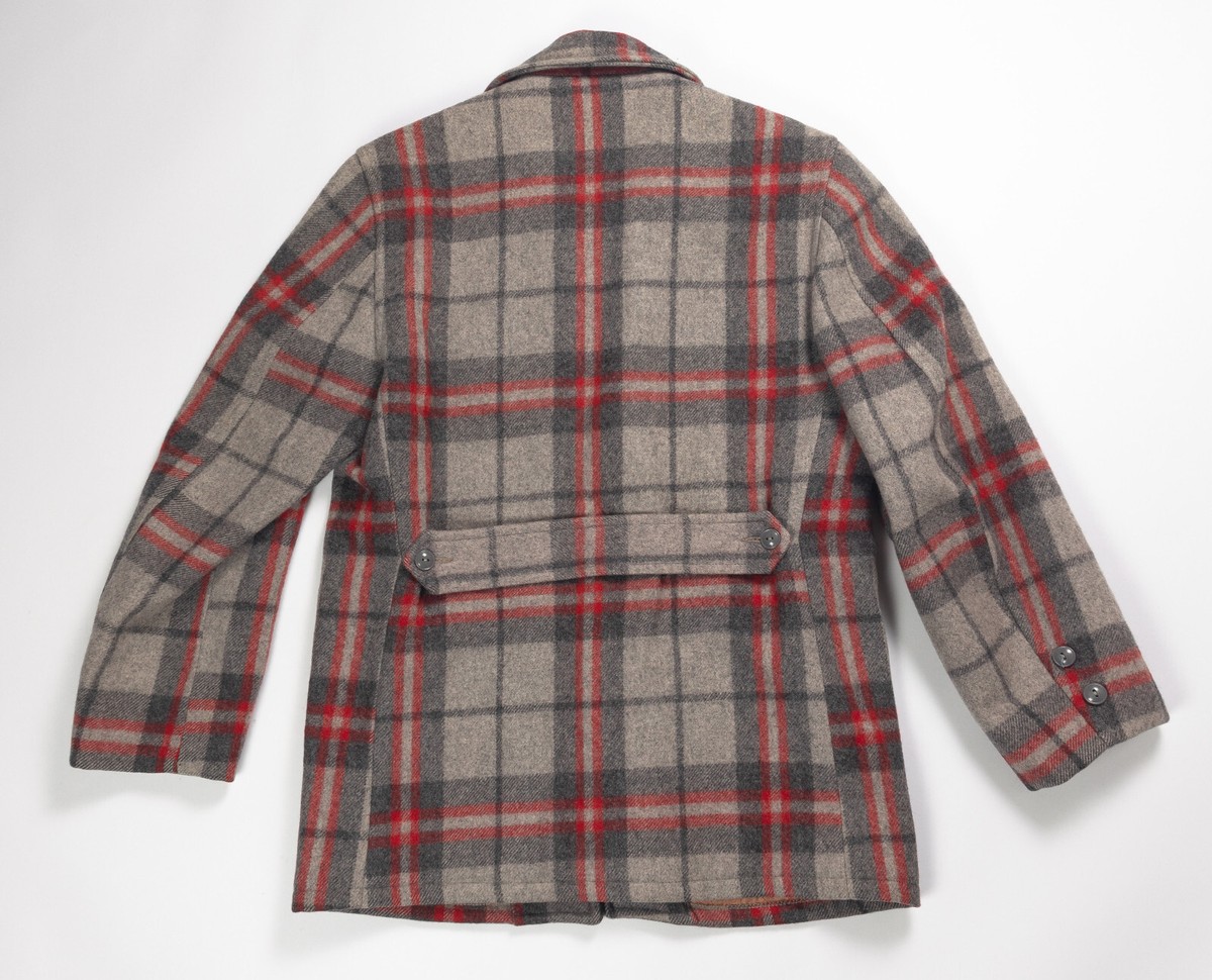 VTG 1950's WOOLRICH HALF BELT PLAID WOOL COAT JACKET WORK VTG 1950's WOOLRICH HALF BELT PLAID WOOL COAT JACKET WORK