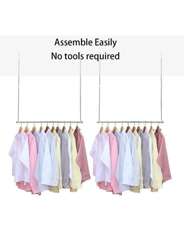 STORAGE MANIAC 2Pack Hanging Closet Rod, Adjustable Width and Height