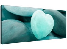 Teal Cheap Canvas Wall Art of Shabby Chic Love Heart 1080