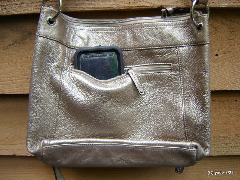 genuine gold dimple leather Tignanello handbag/purse shoulderbag w/organizer View 5