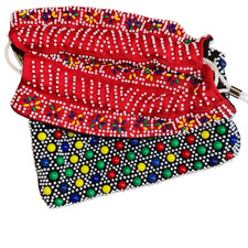 50s/ 60s reversible Multi-Colored Beaded Drawstring purse bag Hong Kong