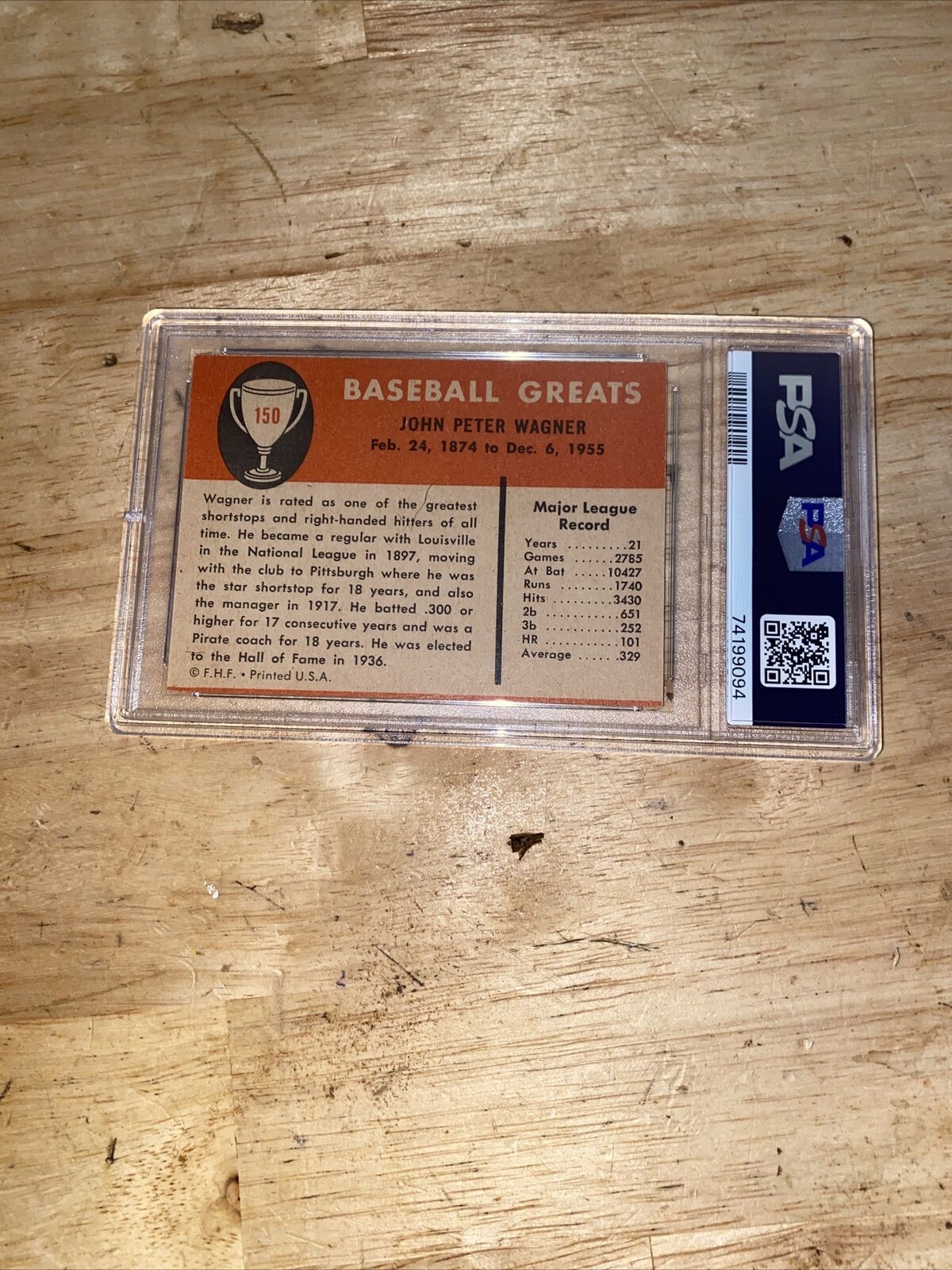 Honus Wagner PSA 3 Fleer Vintage Baseball Card Collector HOF 1961