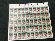 1989 LOU GEHRIG USPS SHEET OF 50 - 25 CENT VINTAGE POSTAGE STAMPS - UNUSED