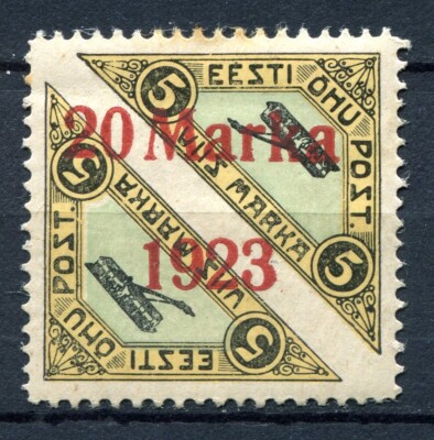 Z3712 ESTLAND EESTI 1923 Briefmarke Luftpost Nr. 1 Paar überdruckt 20 m.