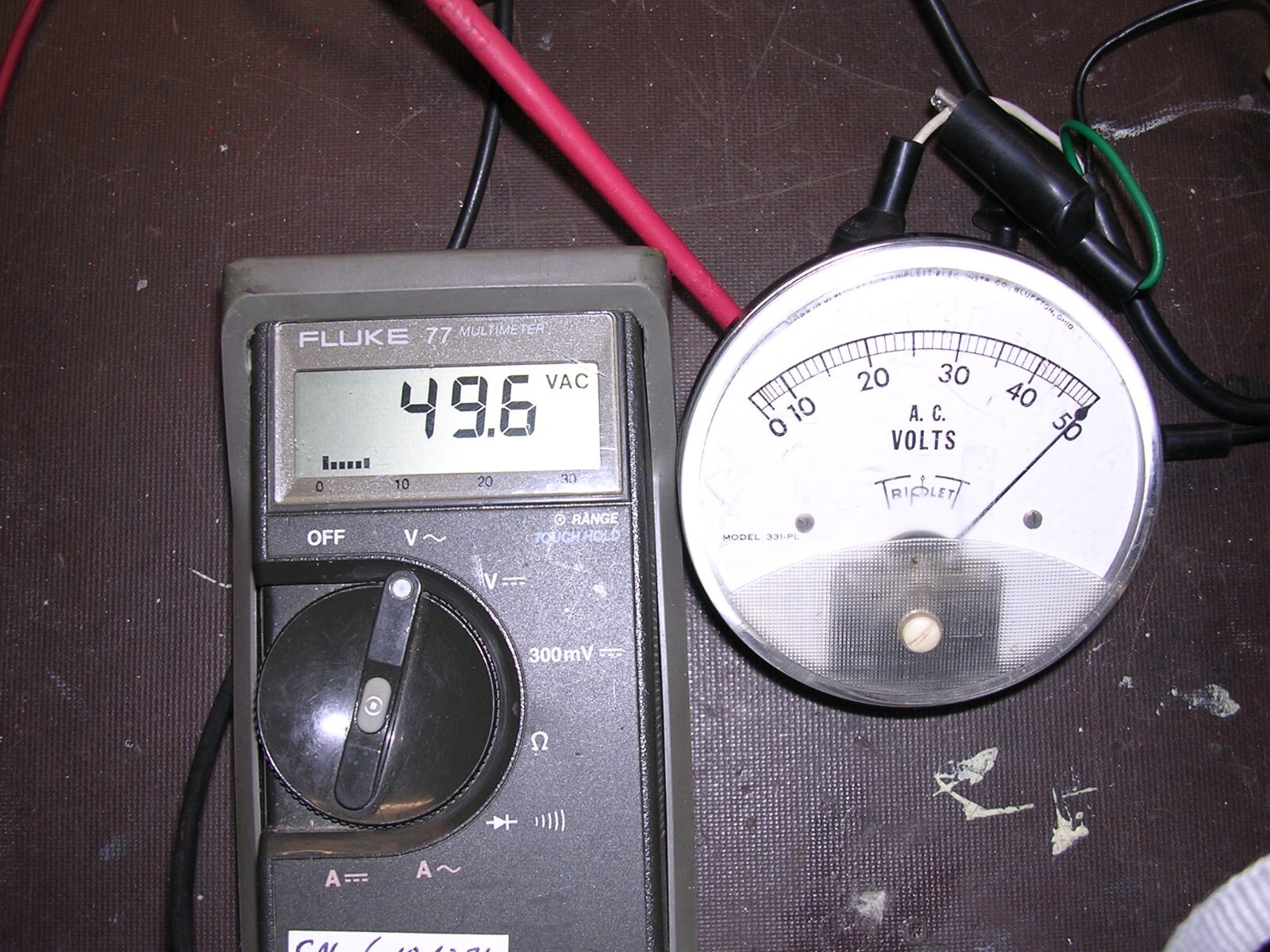 Vintage Triplett Model 331-PL 0-50 VAC Panel Meter, 3 1/2" Dia. - Tested