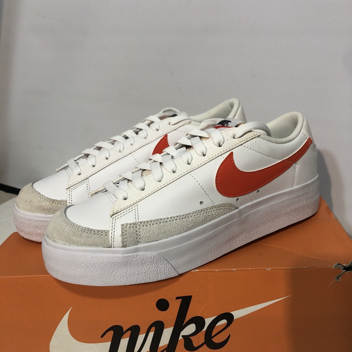 Nike Blazer Low Platform White Orange Summit White DJ0292-104 Women's Size