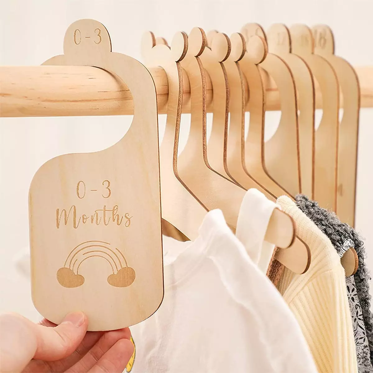7x Adorable Infant Wardrobe Divider Label Organizer Hanging