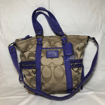 Coach Poppy Khaki & Purple Shoulder Bag J1226-F20101 | eBay