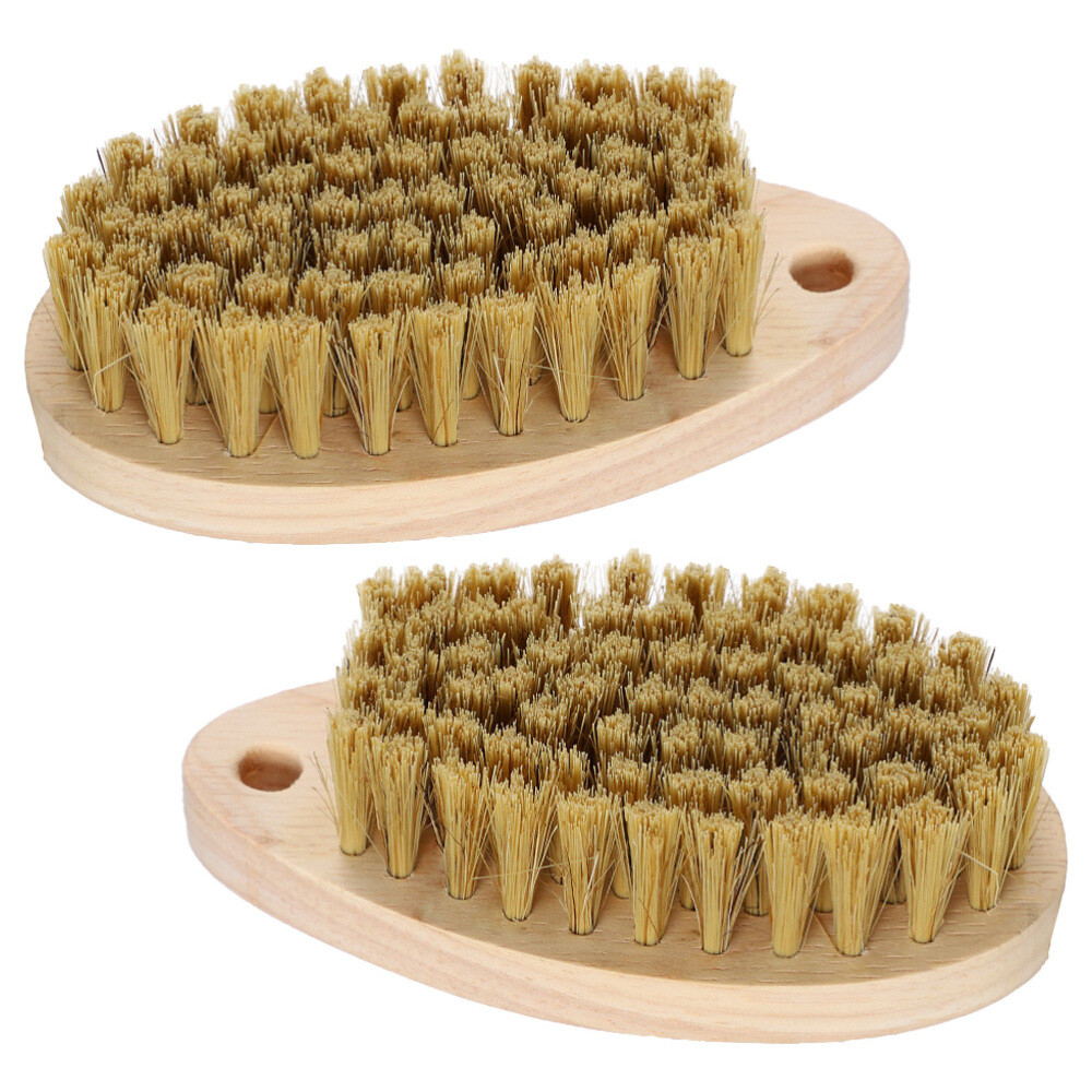 2 Pcs Hard Bristle Hand Brush Cleaning Wooden Handle Multipurpose eBay