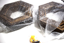 MAITYS HEXAGON FLOATING SHELVES SET OF 8 BROWN 8"-13"
